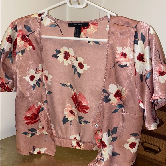 Button up Floral Silk Top - Picture 1 of 3